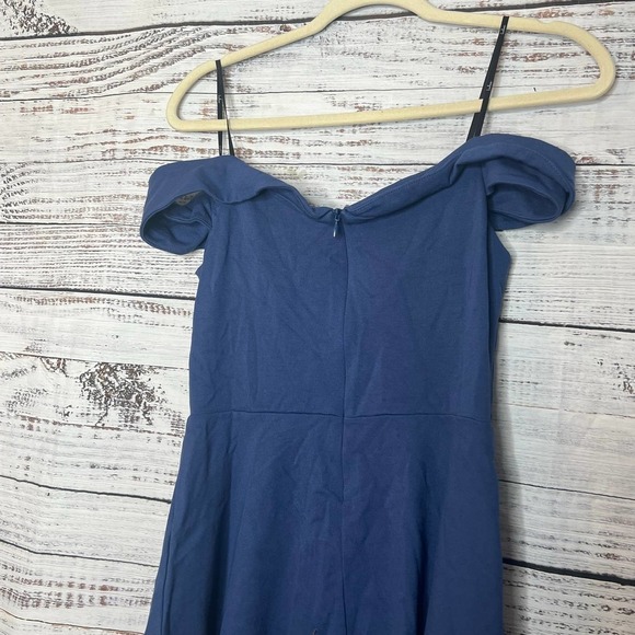 Lulus Season of Fun Denim Blue Off-the-Shoulder Skater Dress M - Picture 3 of 3